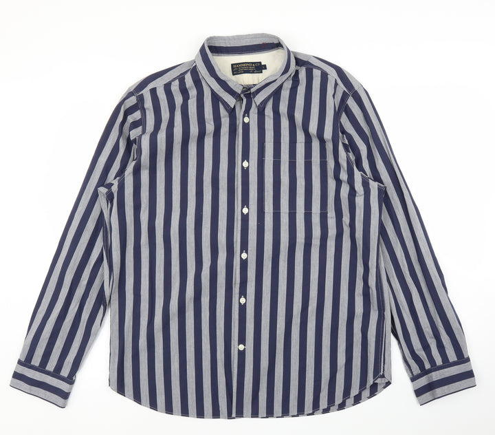 Hammond & CO Mens Blue Striped Button-Up Size L