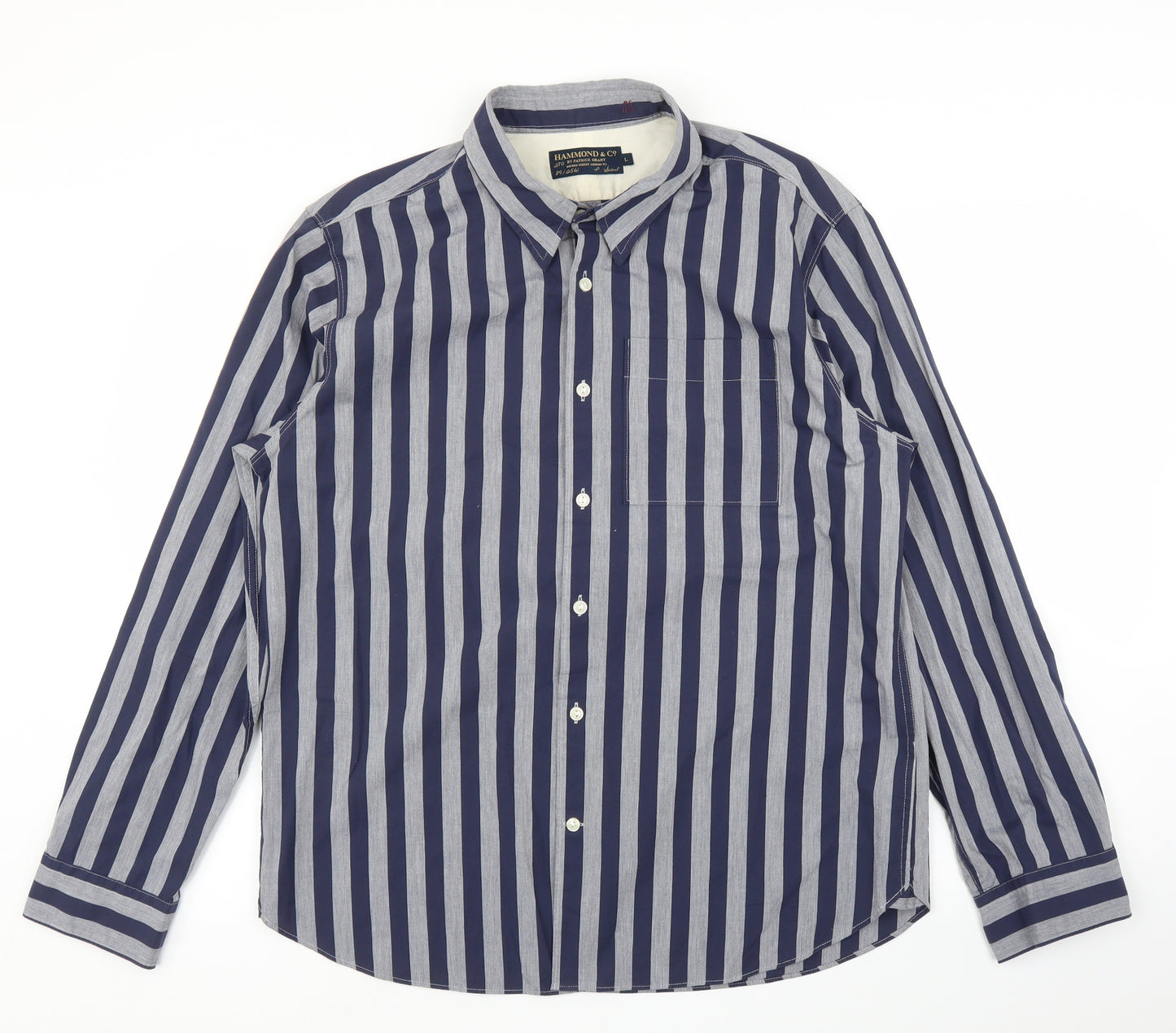 Hammond & CO Mens Blue Striped   Button-Up Size L