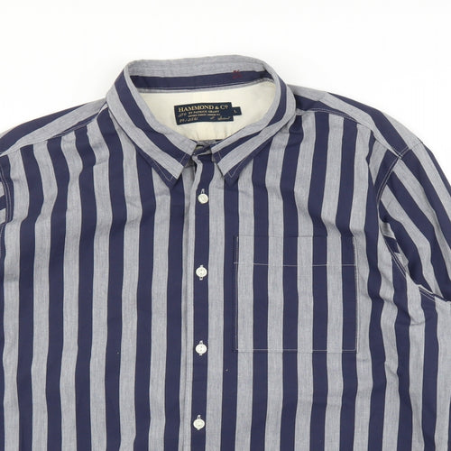 Hammond & CO Mens Blue Striped   Button-Up Size L