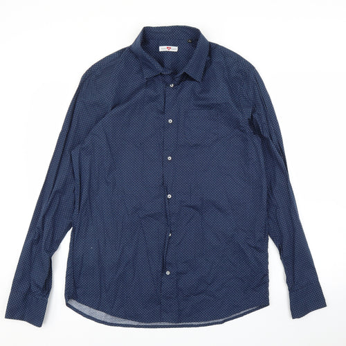 Asso Di Cuori Mens Blue    Button-Up Size L