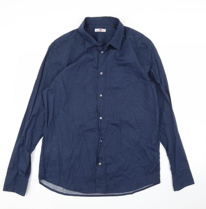 Asso Di Cuori Mens Blue Button-Up Size L
