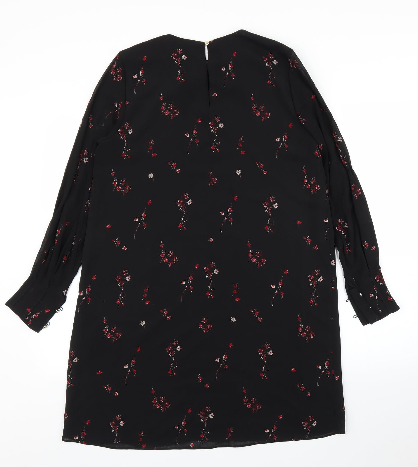 H&M Womens Black Floral  Tunic Blouse Size 12