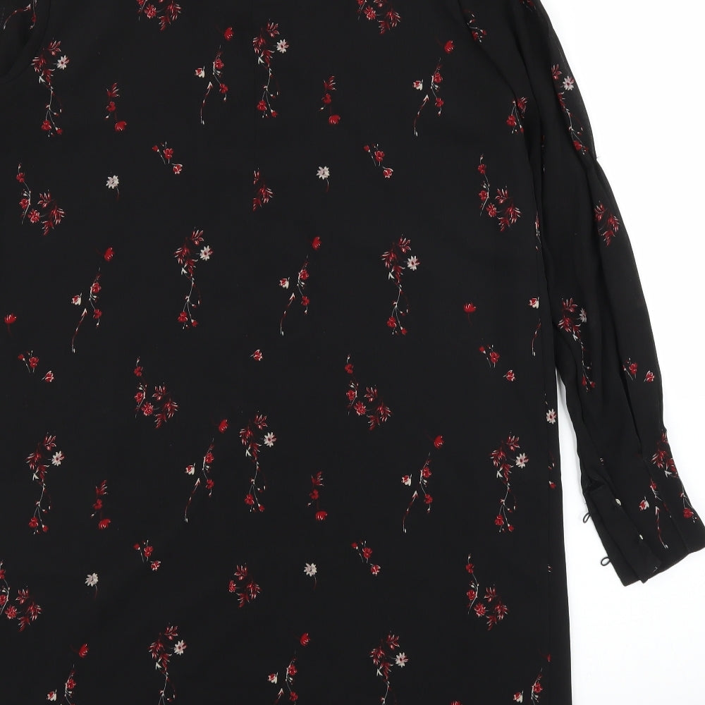 H&M Womens Black Floral  Tunic Blouse Size 12