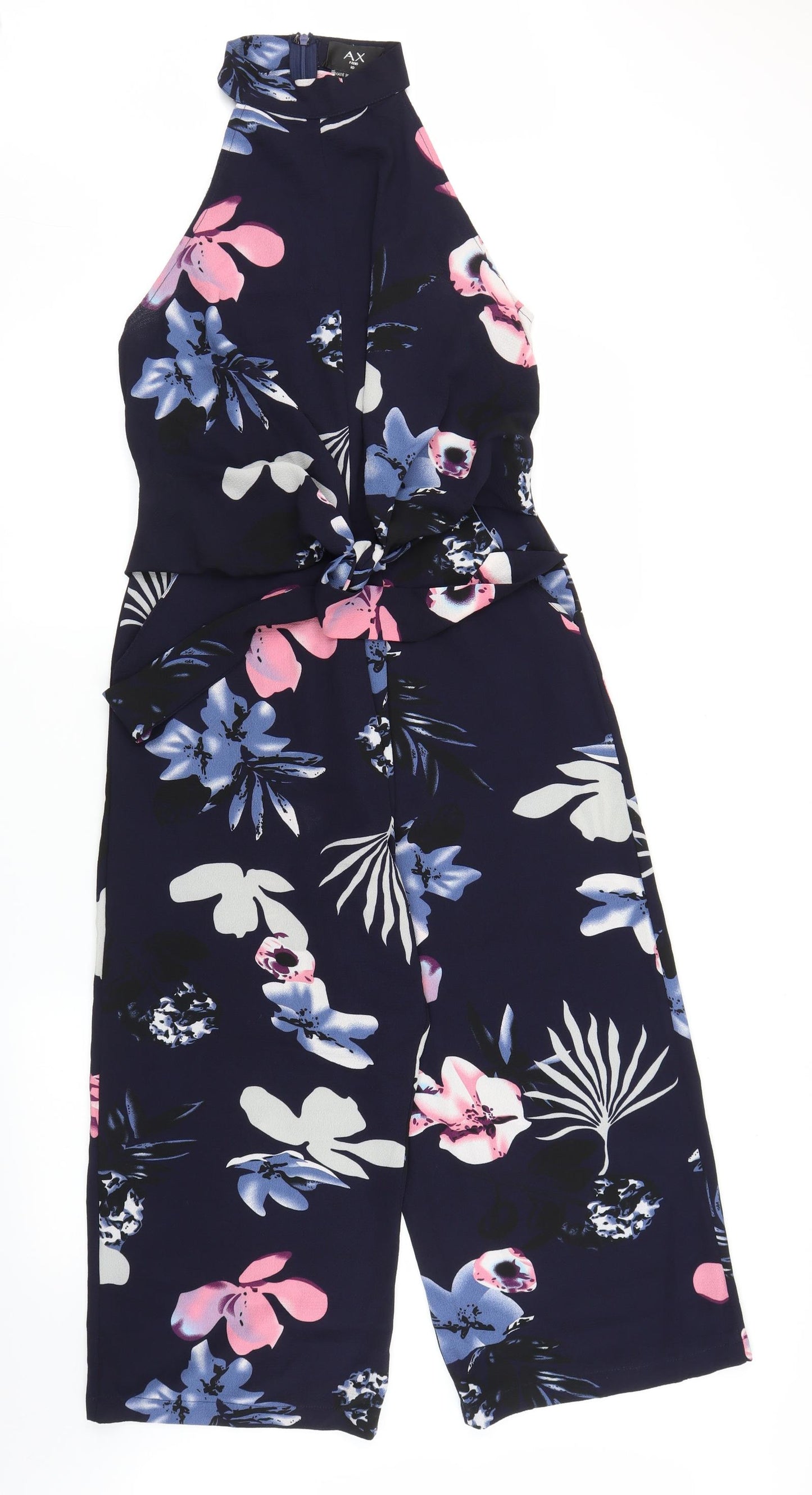 AX Paris Womens Blue Floral  Jumpsuit One-Piece Size 10