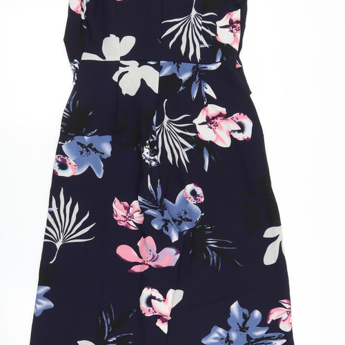 AX Paris Womens Blue Floral  Jumpsuit One-Piece Size 10