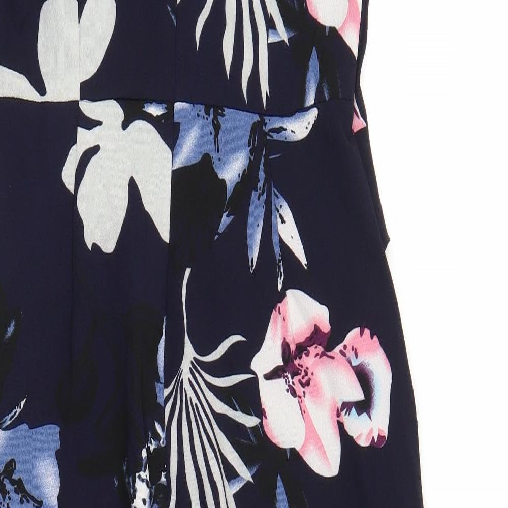 AX Paris Womens Blue Floral  Jumpsuit One-Piece Size 10