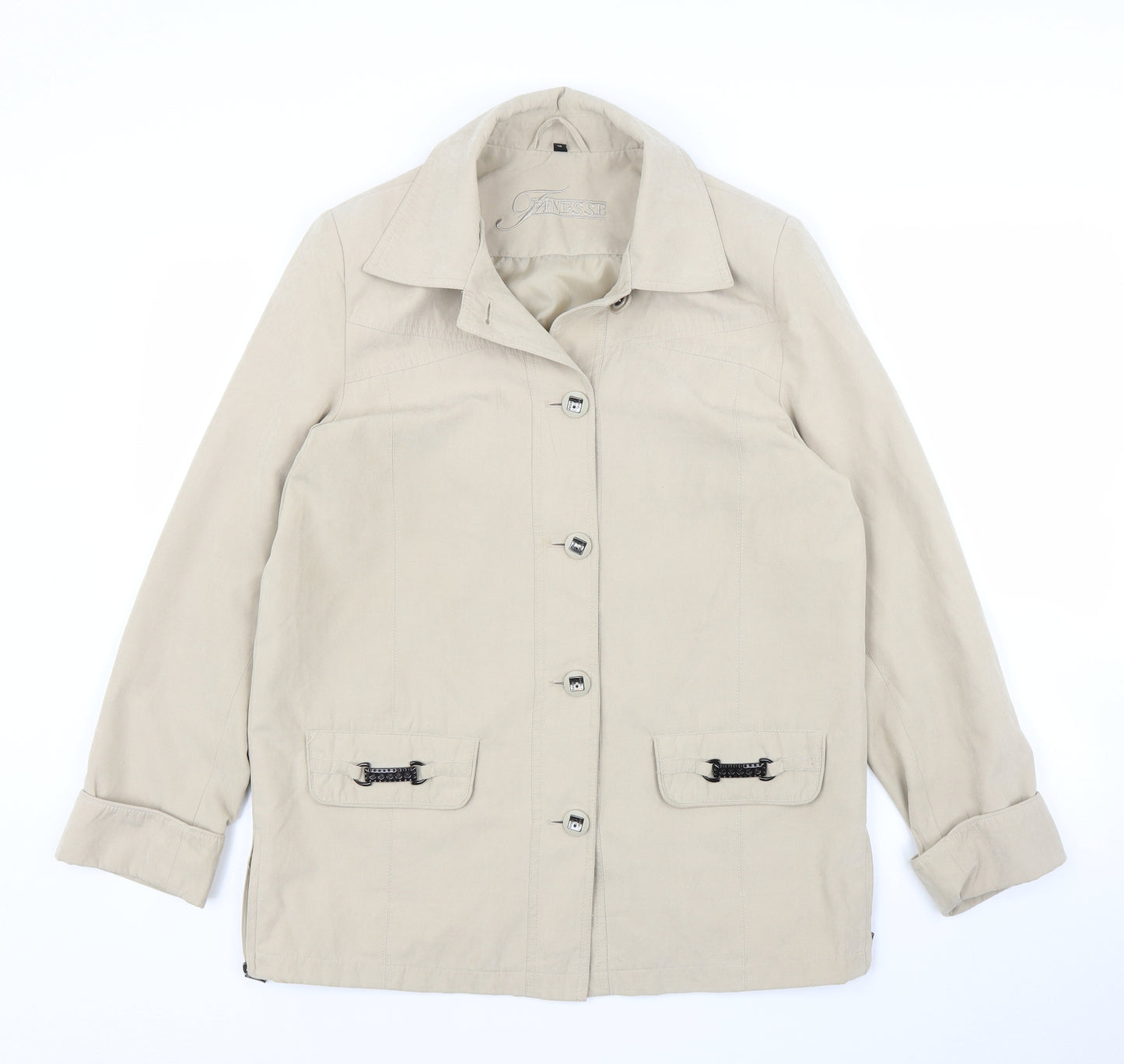 Finesse Womens Beige   Overcoat Coat Size 10