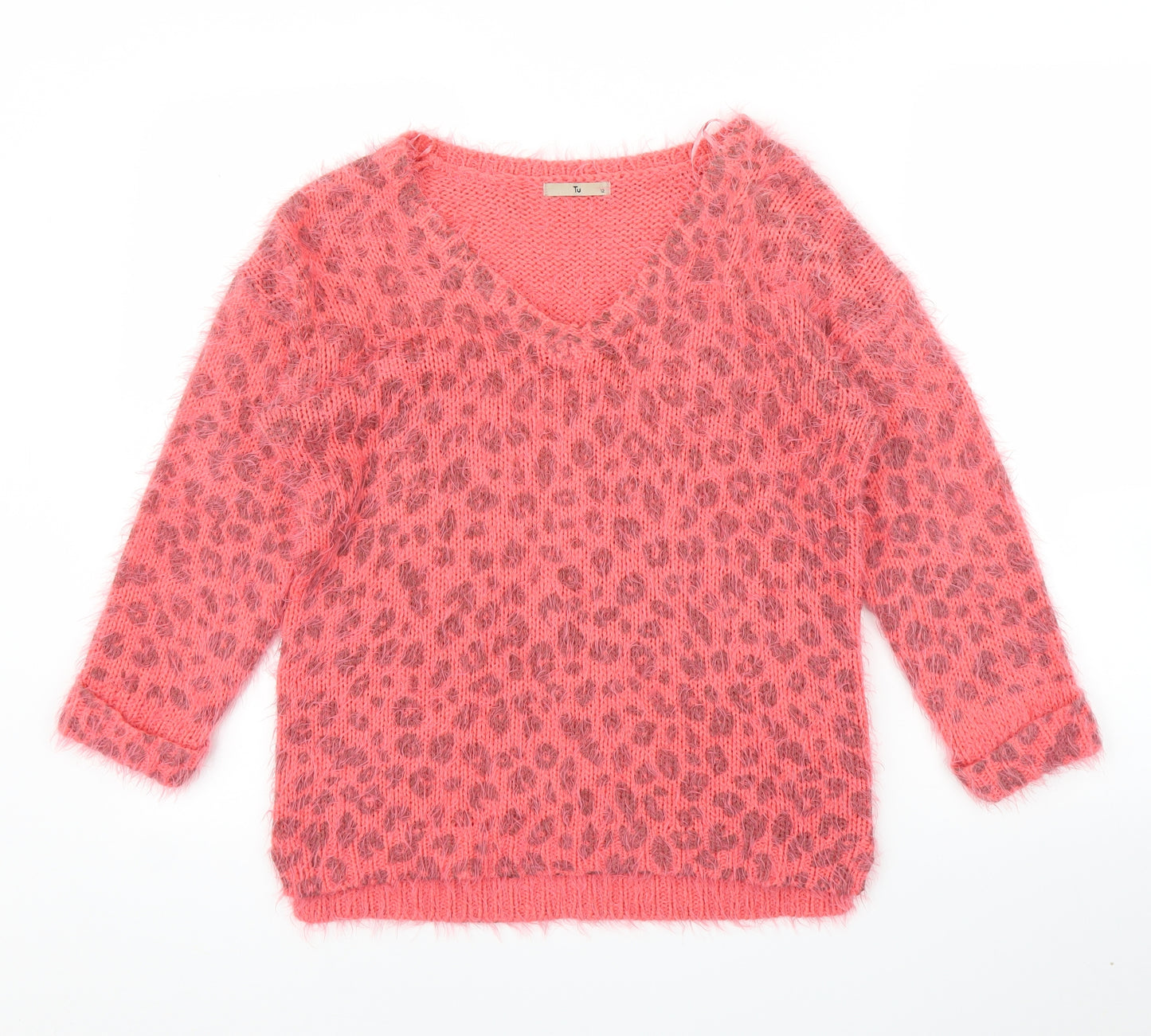 TU Womens Pink Animal Print  Pullover Jumper Size 12  - Leopard print