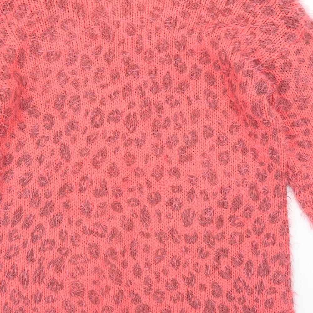 TU Womens Pink Animal Print  Pullover Jumper Size 12  - Leopard print