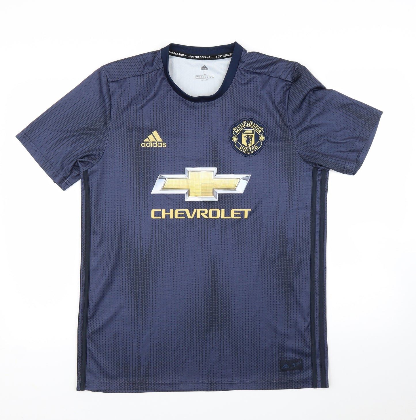 adidas Mens Blue   Basic T-Shirt Size L  - Man U