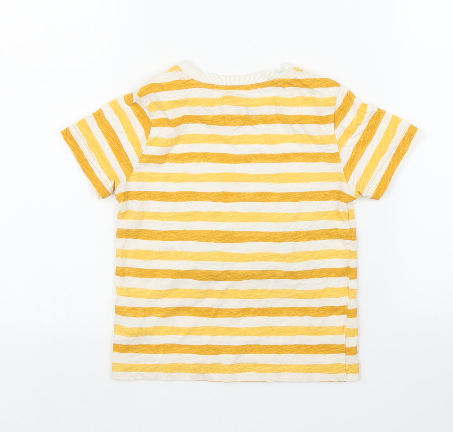 F&F Boys Yellow Striped  Basic T-Shirt Size 3-4 Years  - Dinsosaur
