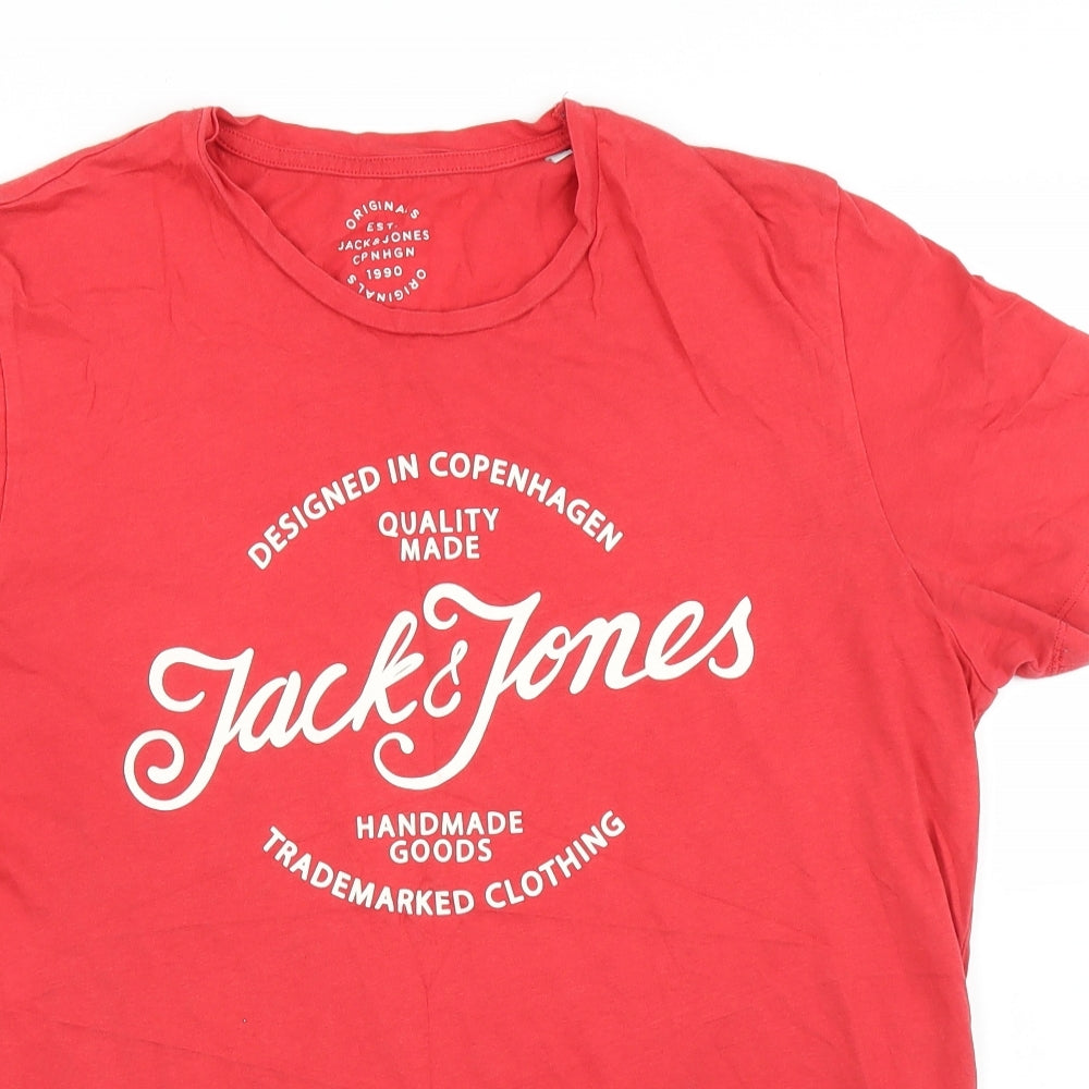 JACK & JONES Mens Red    T-Shirt Size XL