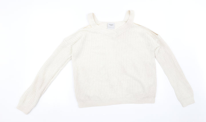 VERO MODA Womens White Pullover Sweatshirt Size S