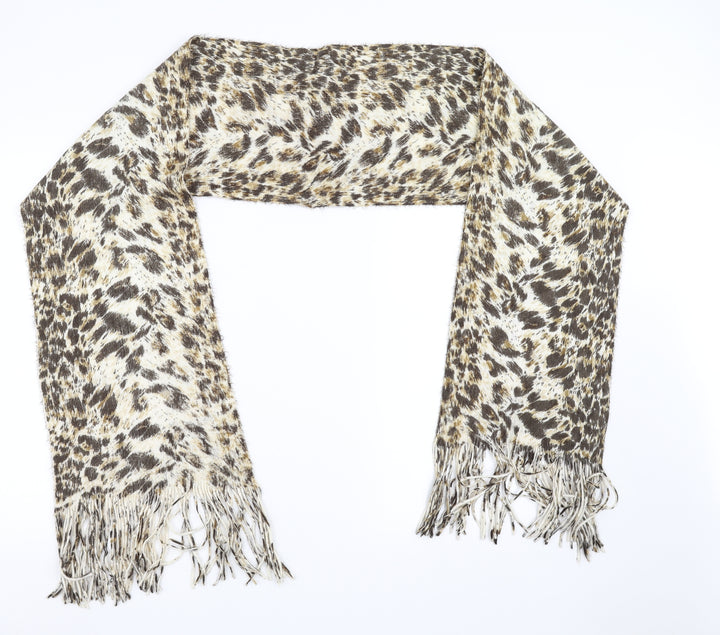 Preworn Womens Brown Animal Print Knit  Scarf