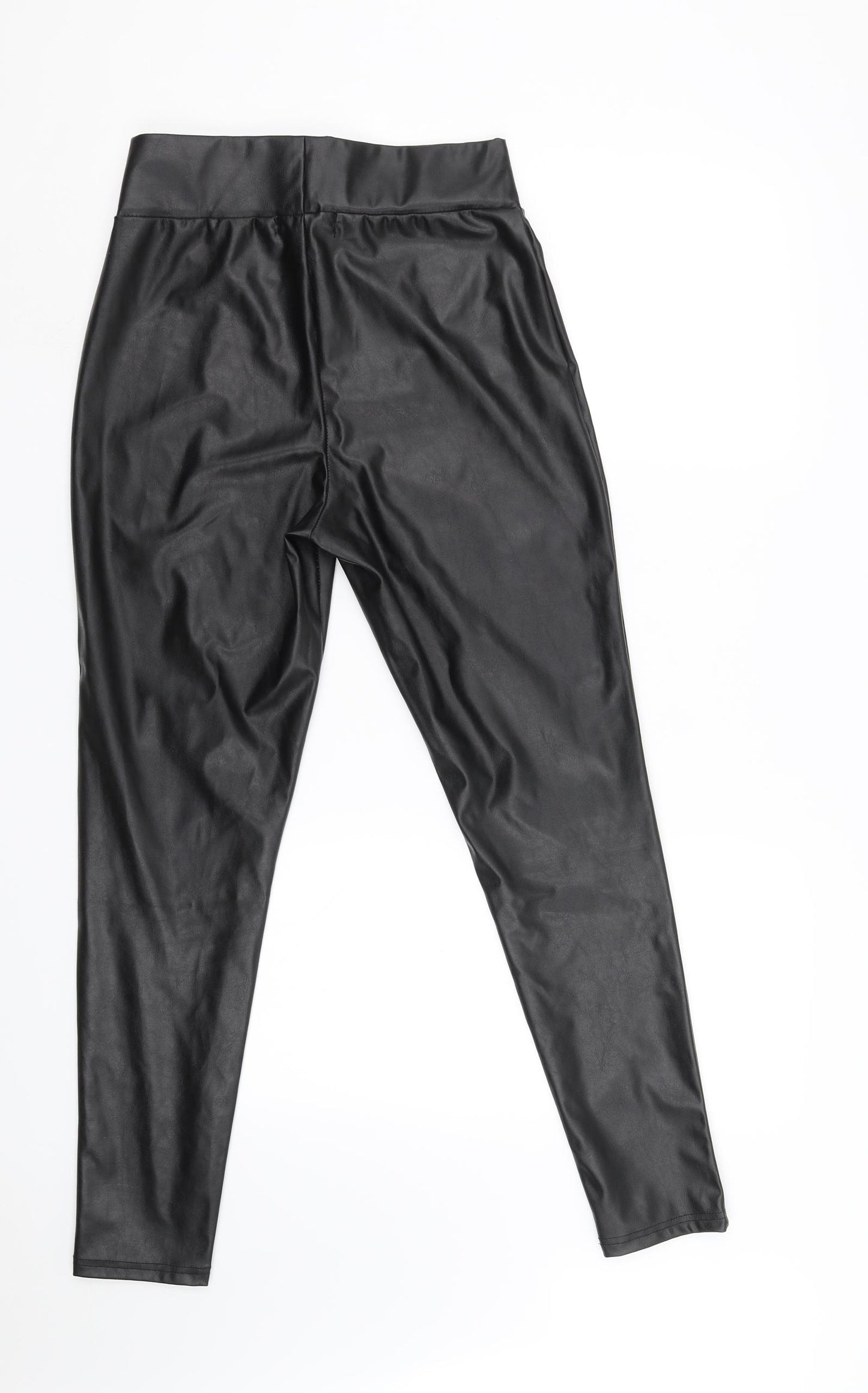 Primark Womens Black  Latex Trousers  Size 8 L28 in - leather effect leggings