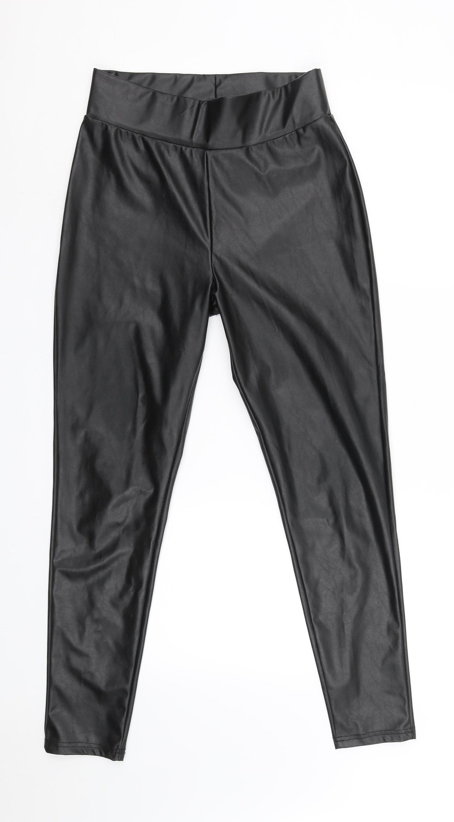 Primark Womens Black  Latex Trousers  Size 8 L28 in - leather effect leggings