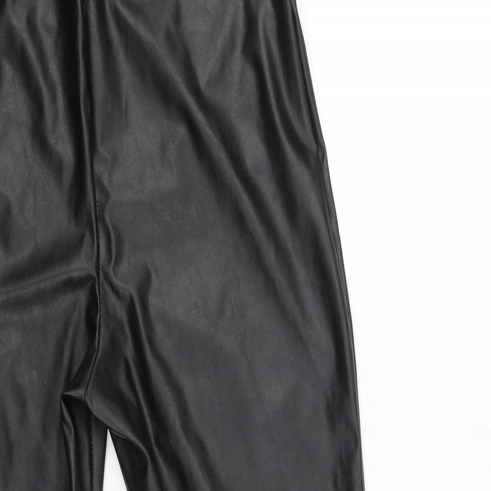 Primark Womens Black  Latex Trousers  Size 8 L28 in - leather effect leggings
