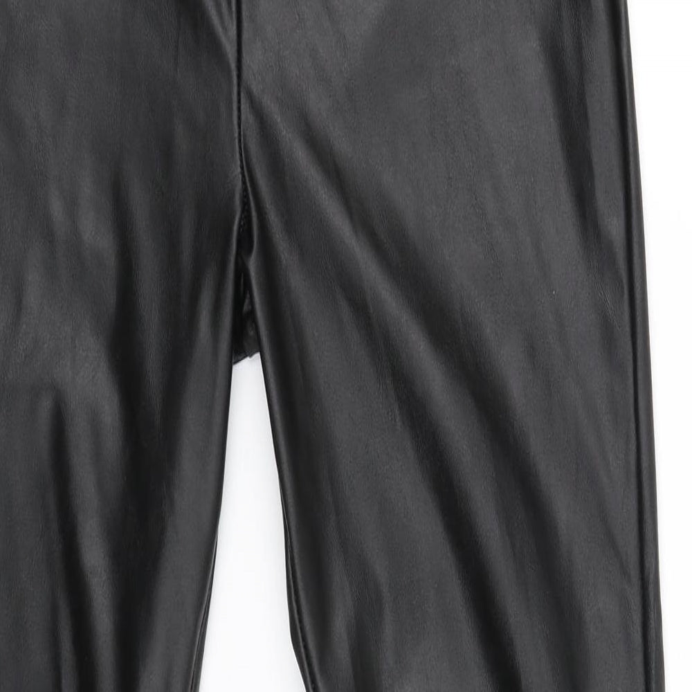 Primark Womens Black  Latex Trousers  Size 8 L28 in - leather effect leggings