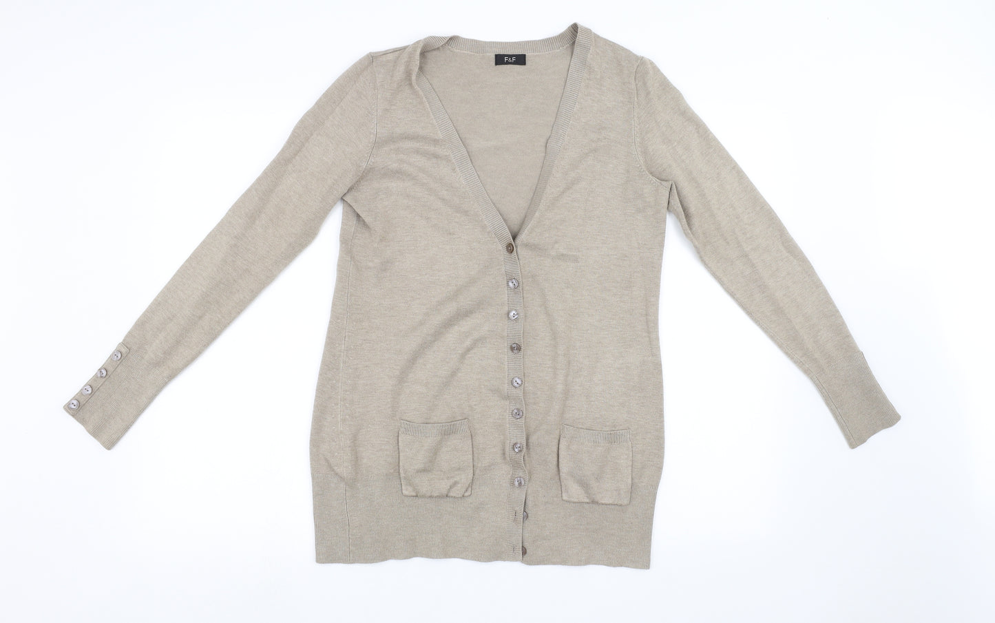 F&F Womens Brown  Knit Cardigan Jumper Size 12