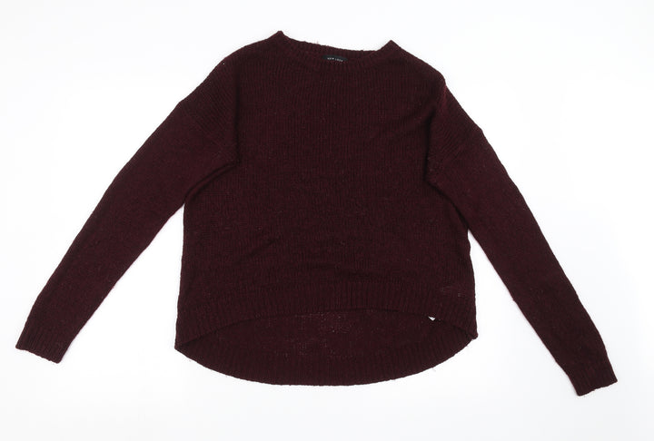 New Look Womens Red  Knit Pullover Sweatshirt Size M