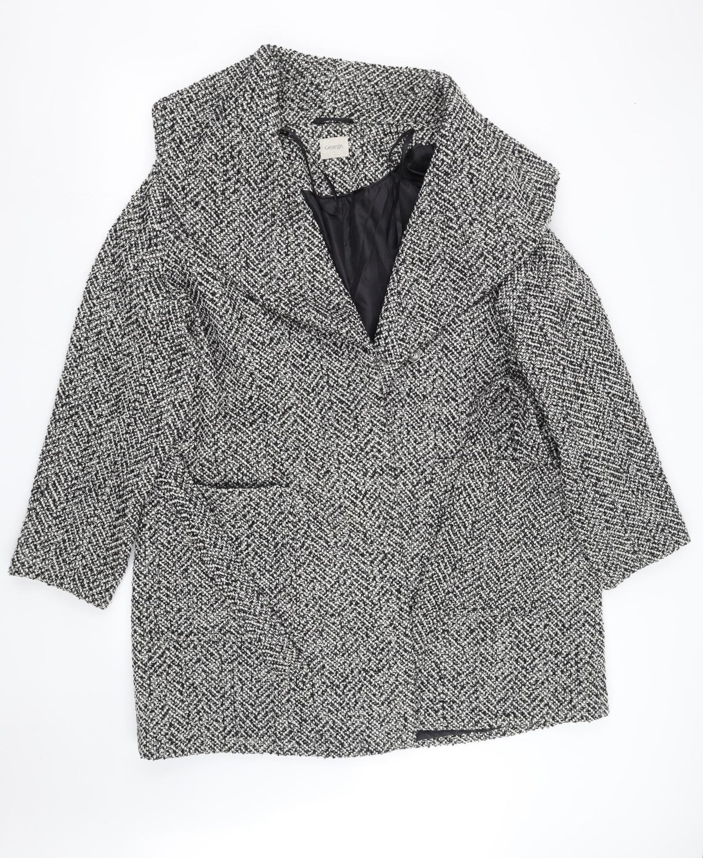 George Womens White Check  Jacket Coat Size 22
