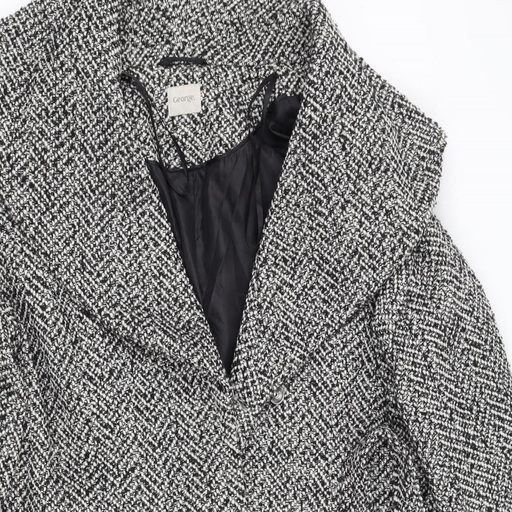 George Womens White Check  Jacket Coat Size 22