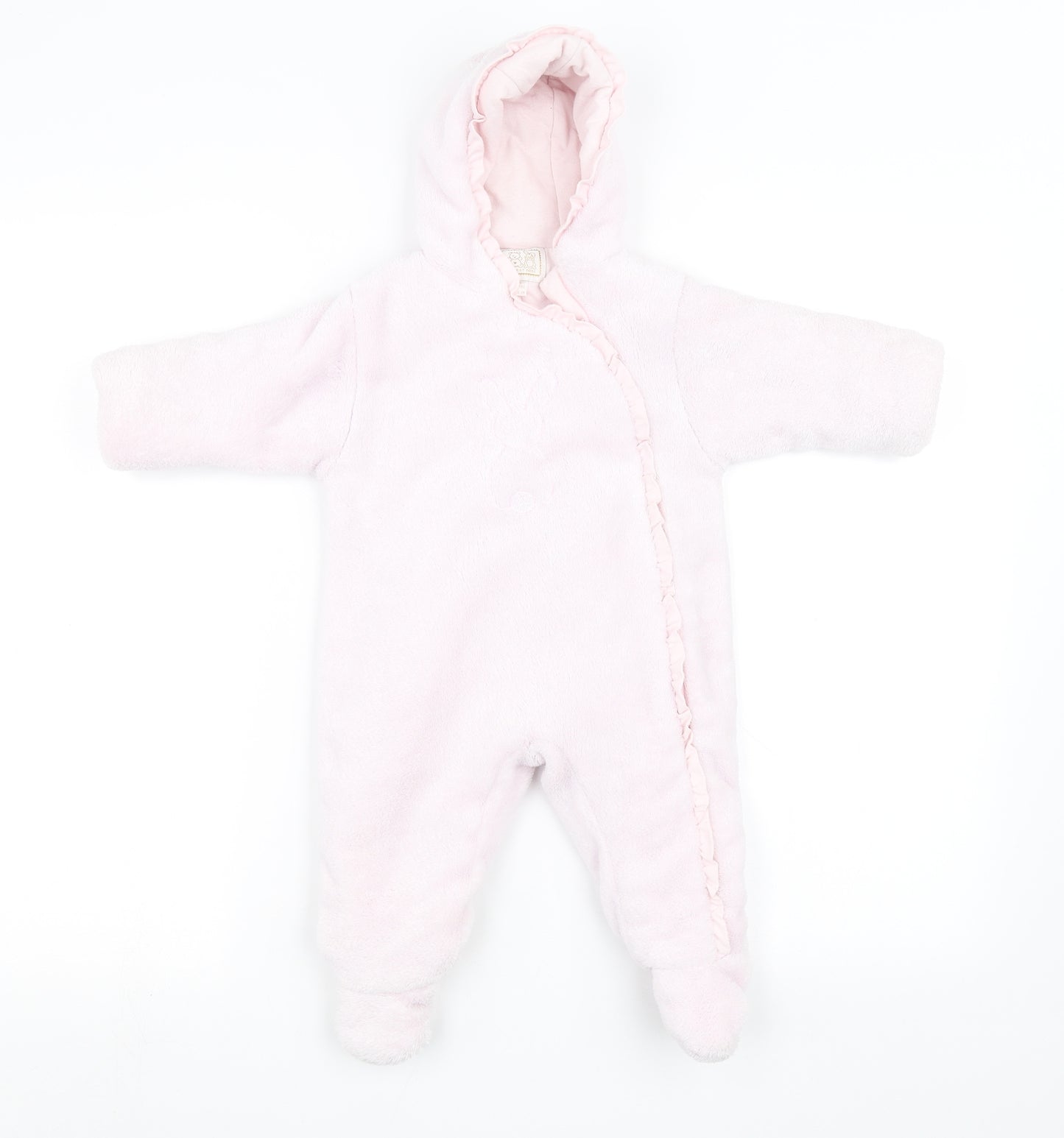 Preworn Girls Pink  Fleece Babygrow One-Piece Size 6-9 Months