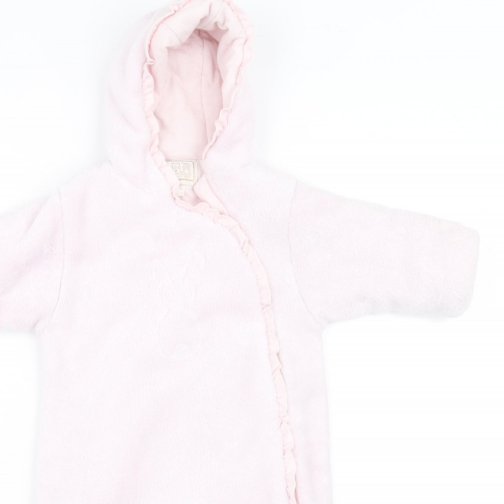 Preworn Girls Pink  Fleece Babygrow One-Piece Size 6-9 Months