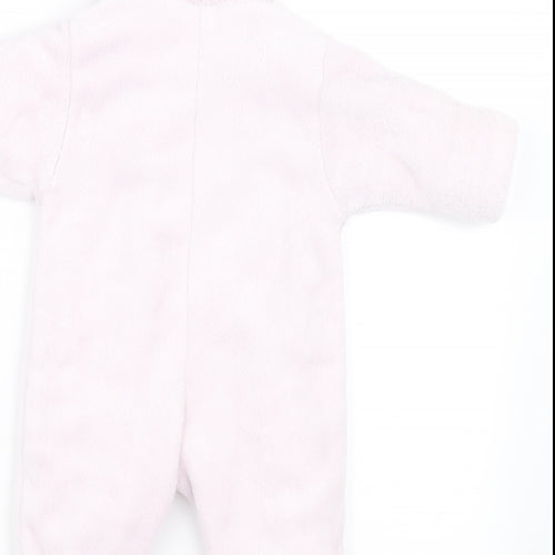 Preworn Girls Pink  Fleece Babygrow One-Piece Size 6-9 Months