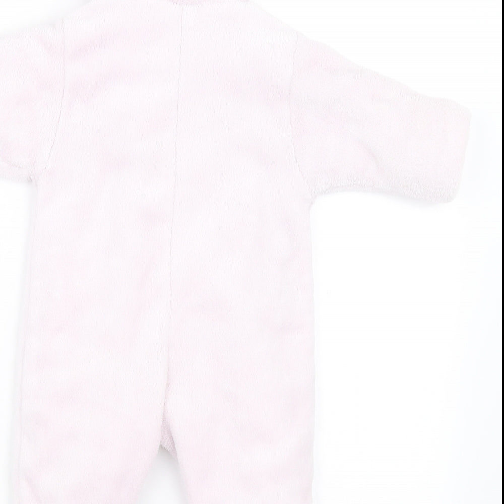 Preworn Girls Pink  Fleece Babygrow One-Piece Size 6-9 Months