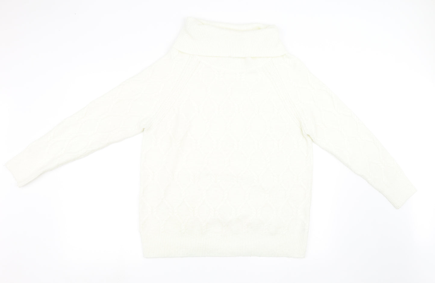 Nutmeg Womens White  Knit Pullover Sweatshirt Size 16