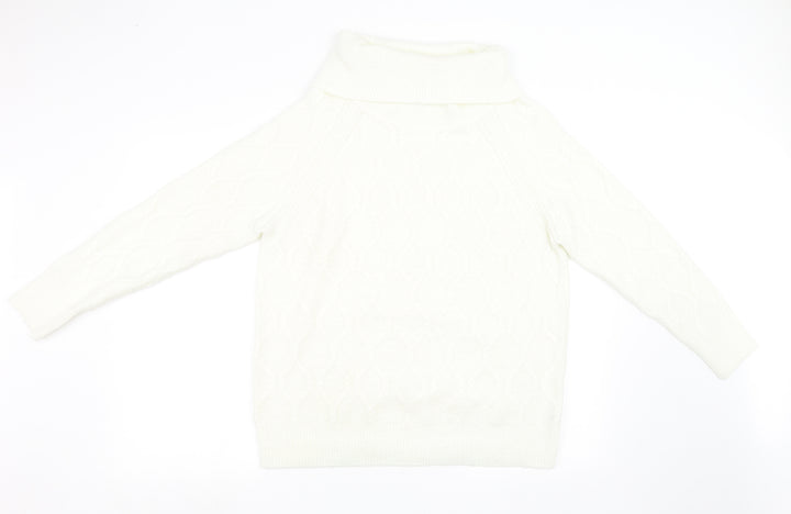 Nutmeg Womens White Knit Pullover Sweatshirt Size 16