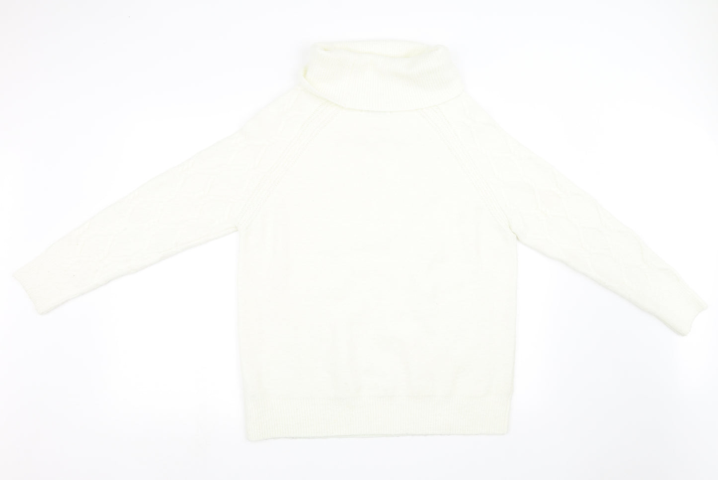 Nutmeg Womens White  Knit Pullover Sweatshirt Size 16