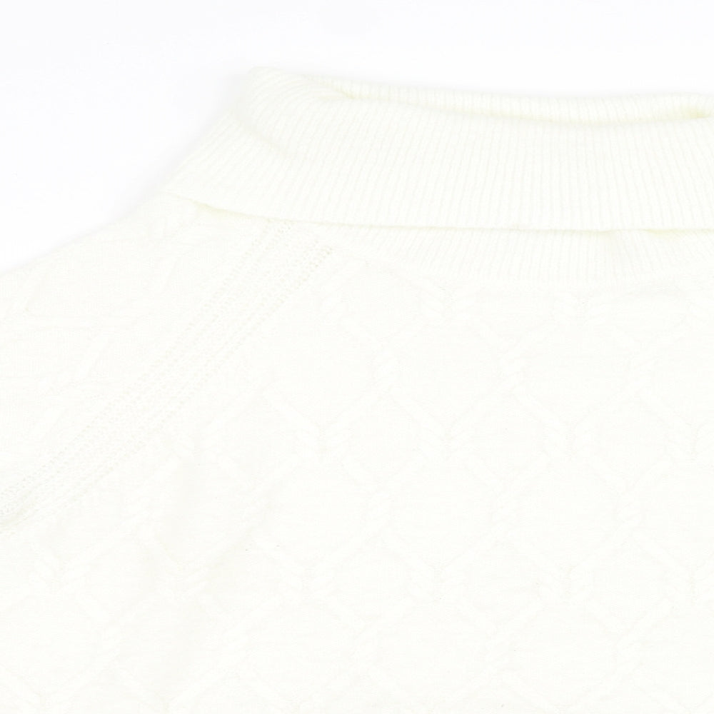 Nutmeg Womens White  Knit Pullover Sweatshirt Size 16