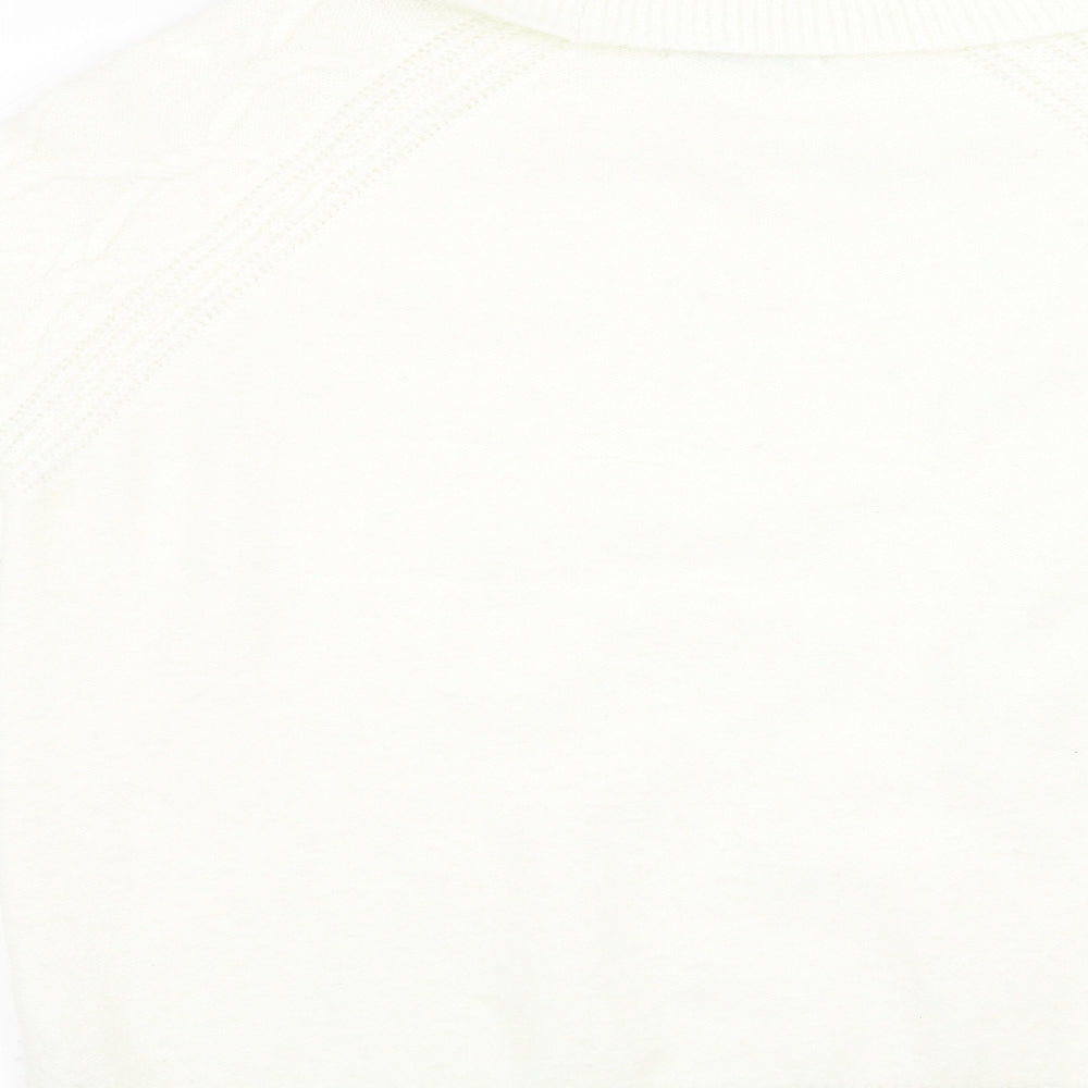 Nutmeg Womens White  Knit Pullover Sweatshirt Size 16