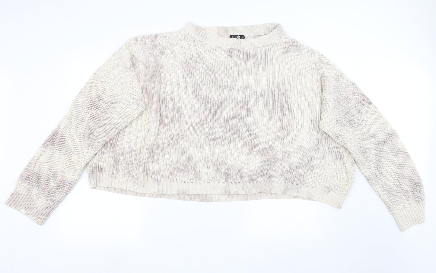 Boohoo Womens White  Knit Pullover Sweatshirt Size 22