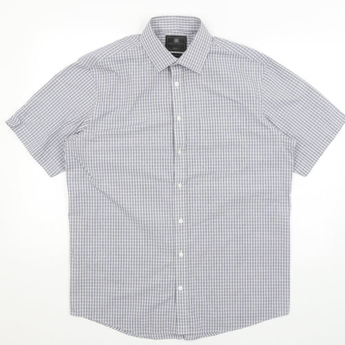 M&S Mens Grey Check   Dress Shirt Size 16