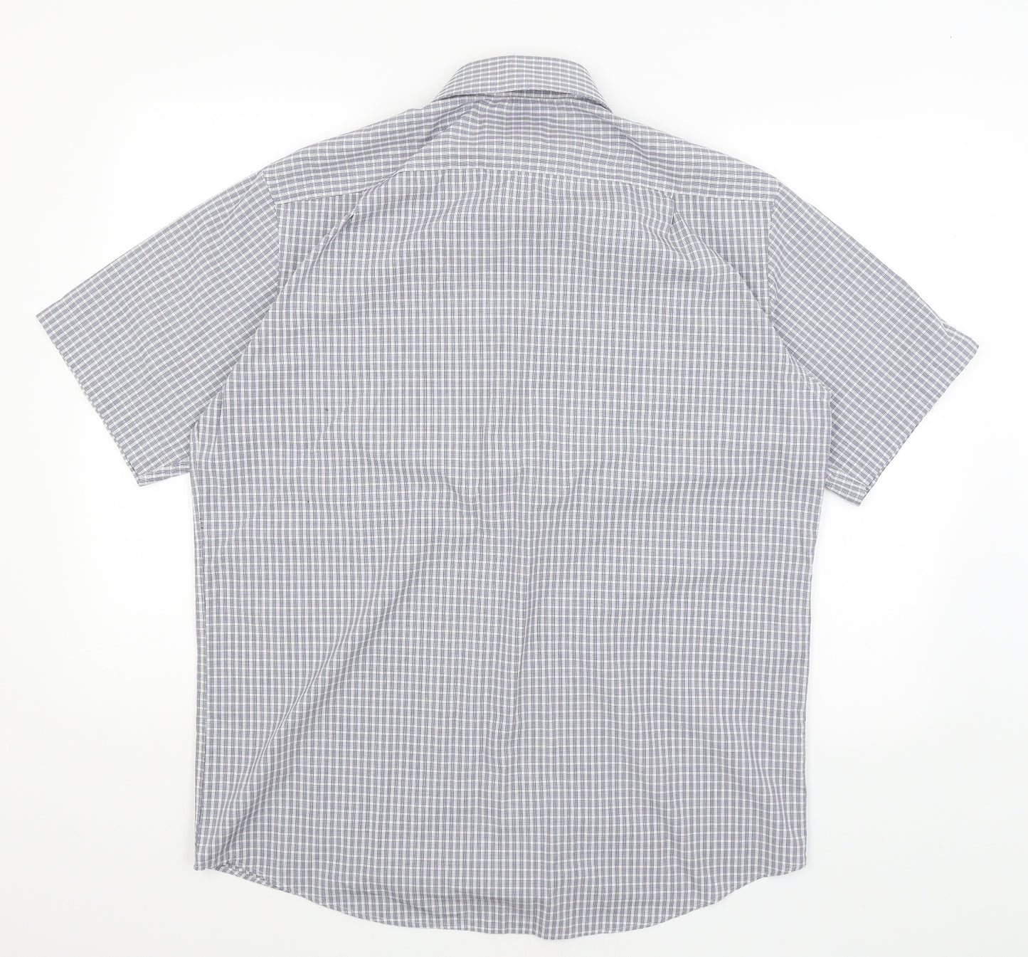 M&S Mens Grey Check   Dress Shirt Size 16
