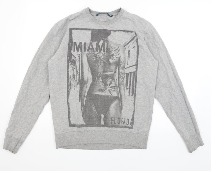 Blue Inc Mens Grey Pullover Jumper Size M - Miami Florida