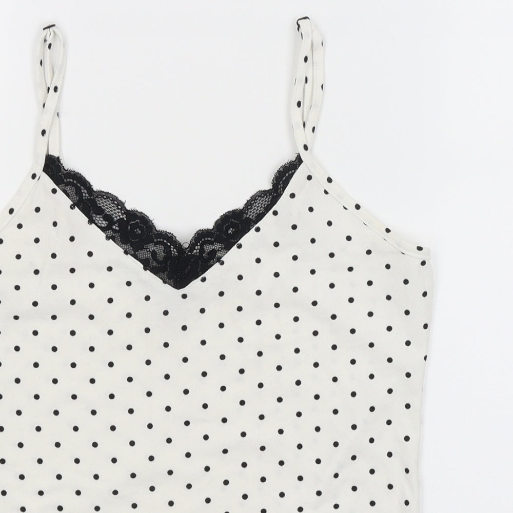 Love to Lounge Womens White Polka Dot  Top Pyjama Top Size XS