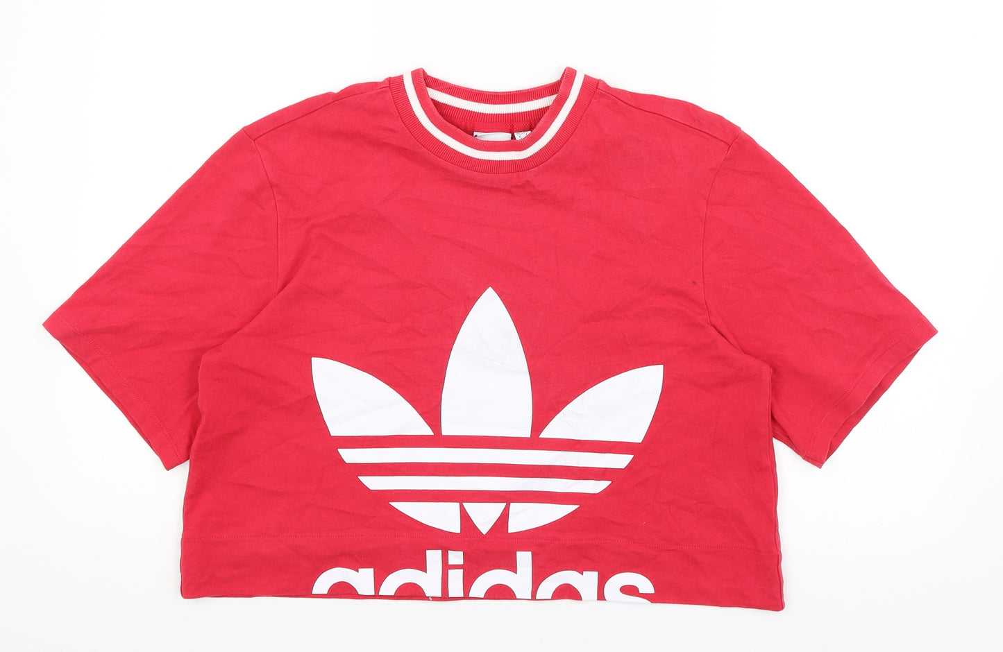 adidas Womens Red   Cropped T-Shirt Size 14