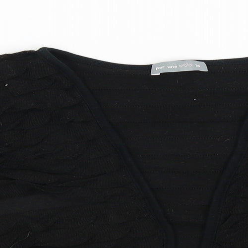 Per Una Womens Black   Wrap Jumper Size 16