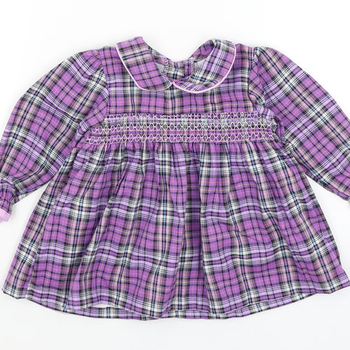 Watch Me Grow Baby Purple Plaid  Fit & Flare  Size 6-9 Months