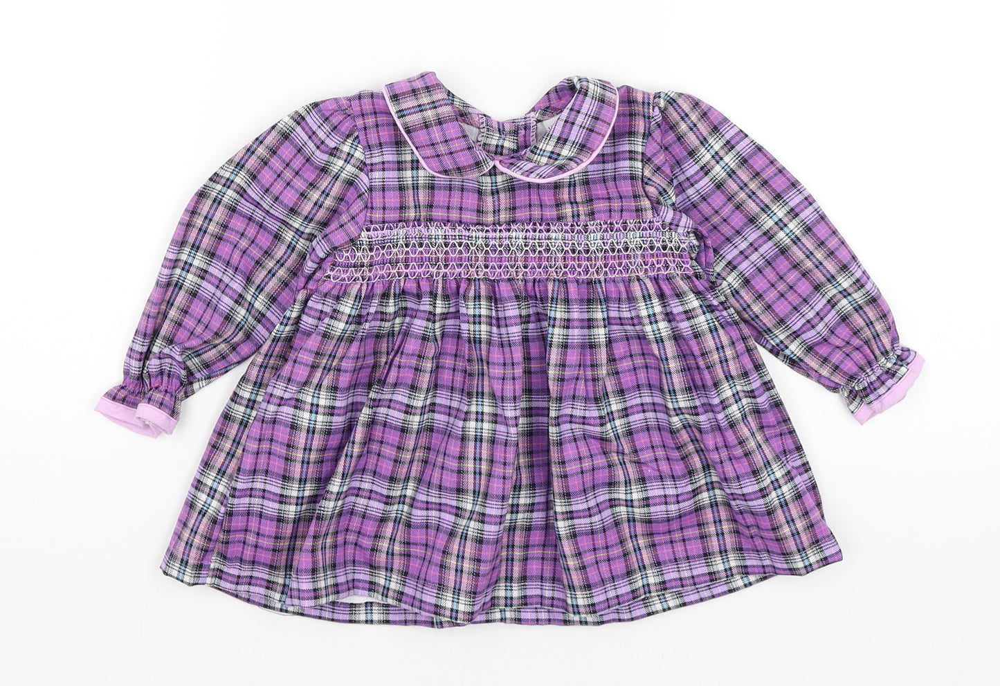 Watch Me Grow Baby Purple Plaid  Fit & Flare  Size 6-9 Months
