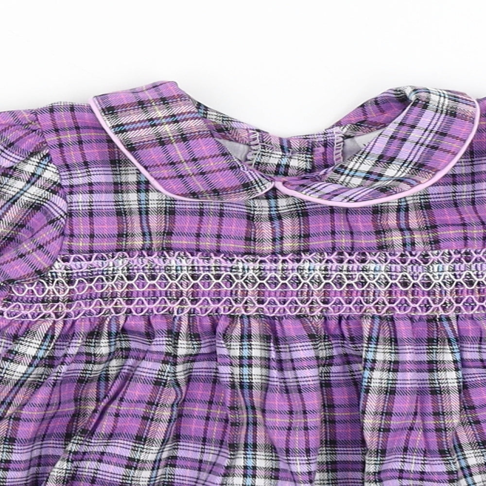 Watch Me Grow Baby Purple Plaid  Fit & Flare  Size 6-9 Months