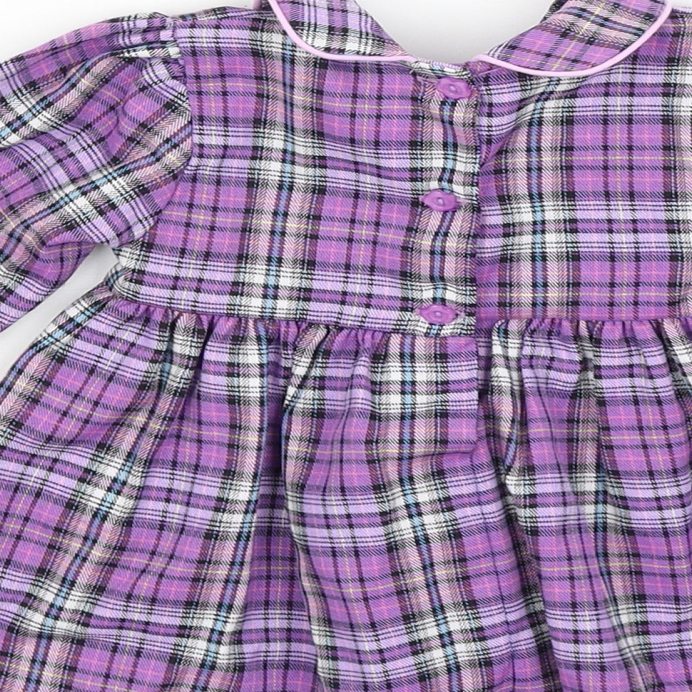 Watch Me Grow Baby Purple Plaid  Fit & Flare  Size 6-9 Months