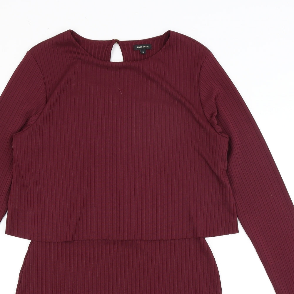 River Island Womens Red   Pencil Dress  Size 14