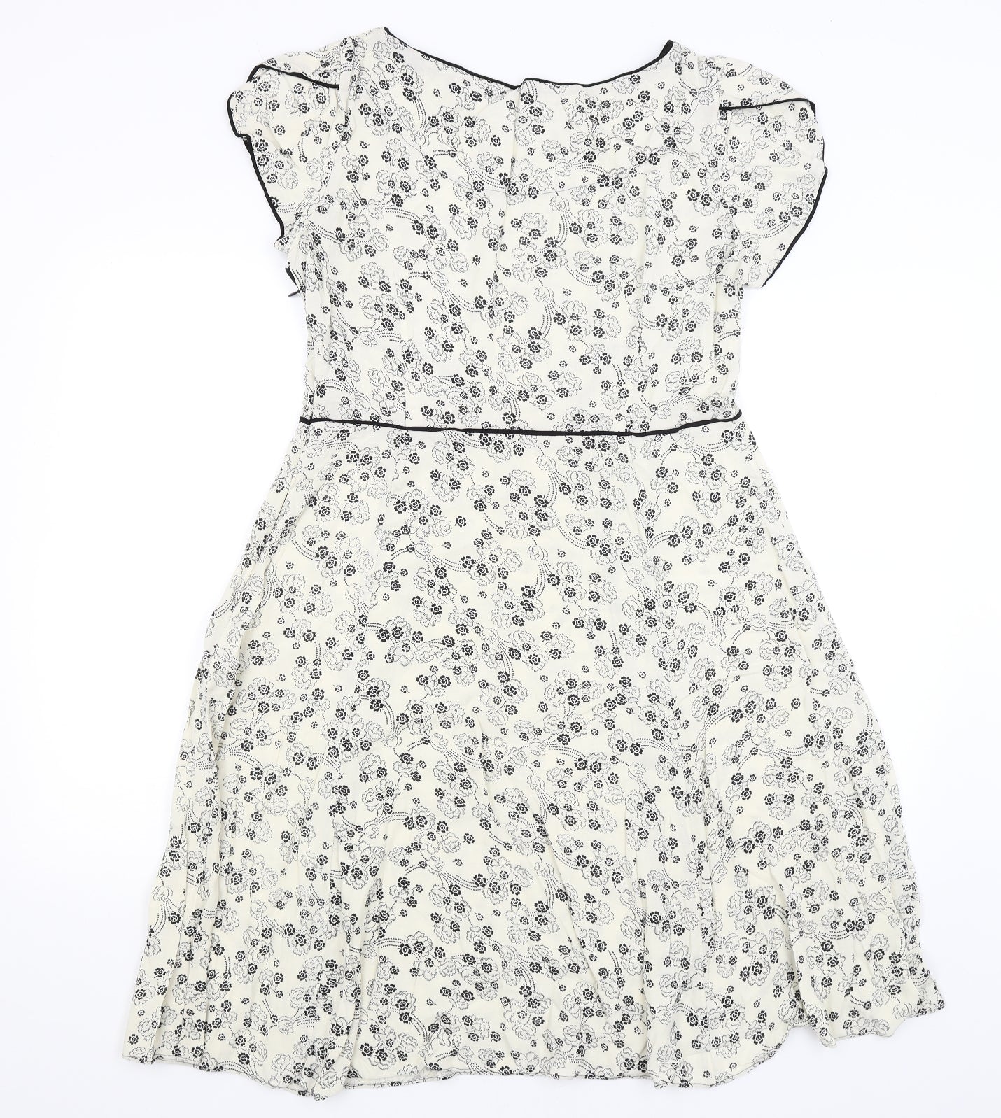 M&S Womens Ivory Floral  Fit & Flare  Size 14