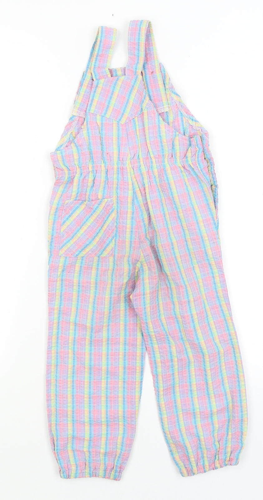 BHS Girls Multicoloured Check Down Dungaree One-Piece Size 3 Years