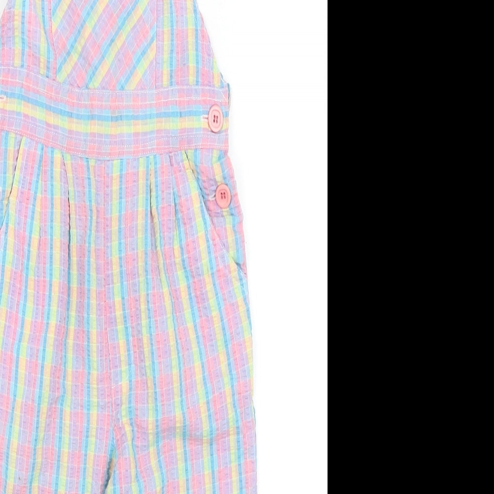 BHS Girls Multicoloured Check Down Dungaree One-Piece Size 3 Years